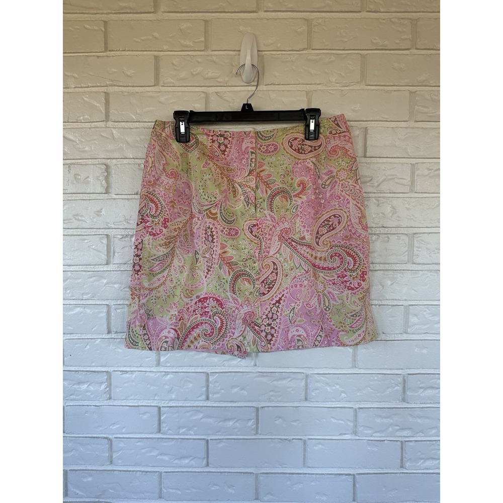Talbots Petites Size 12 Y2K Bratz Paisley Mini Skirt Pink Green Hot Girl VNTG